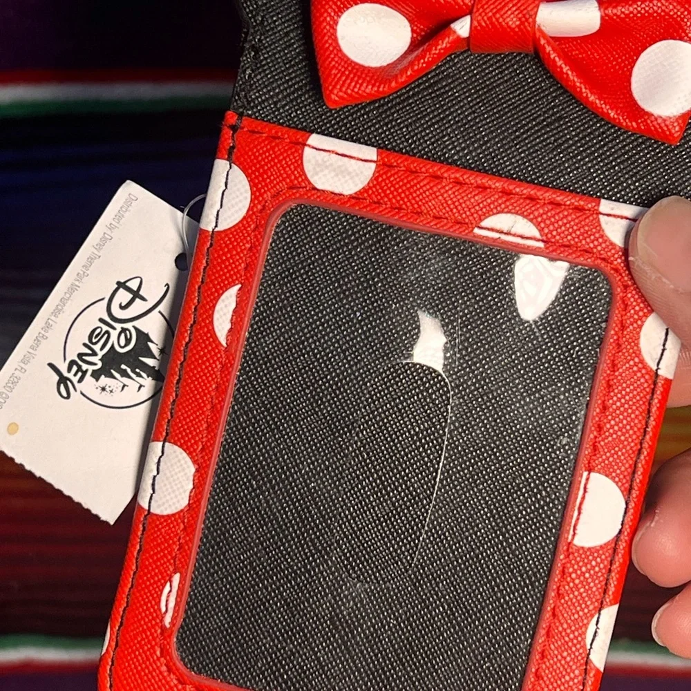 Disney Mickey Minnie Mouse Red Black Card Holder with Belt Strap Attachment - Picture 3 of 4